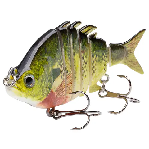 Bassdash SwimPanfish 2.5”/0.34oz Hard Bluegill Swimbaits Multi Jointed Topwater Trout Bass Fishing Crank Lure