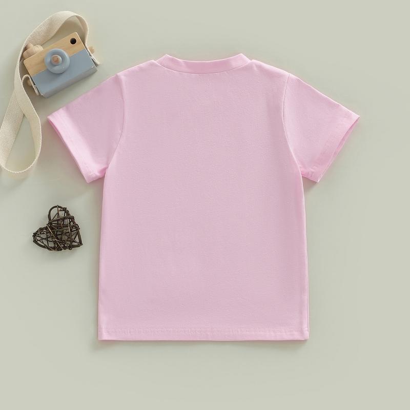 PYBCVRRD Kids Baby Little Girls Easter Shirts Short Sleeve Crew Neck Bunny Ears Boots Print Casual Summer Tops T shirt 1-6 Years