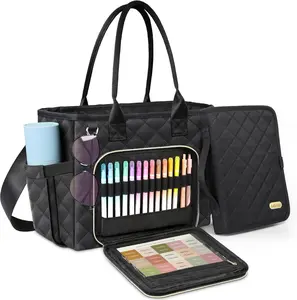 Large Bible Bag with Bible Cover Case for Women, Church Bag with Shoulder Strap, Quilted Bible Cover for Bible Study Supplies, a Christian Gift for Women, Black