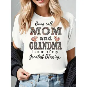 Elegant Family Gift Idea Featuring Comfortable Casual Cotton T-Shirt for Moms and Grandmothers Suitable for All Seasons