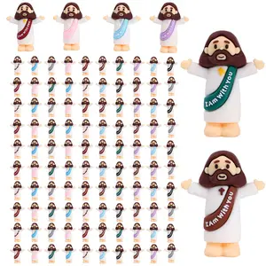 100 Pcs Mini Jesus Figurines in Bulk, Little Jesus Loves You Figures to Hide Tiny Action Figure for Crafts Pocket Seek Religious Gifts Christmas Stuffers Fillers Sunday School Baptism Christ Savior
