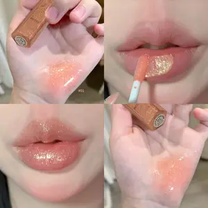 Glossy Shimmer Lip Gloss, 6 shades available, Hydrating, fine shimmer particles form a film quickly and prevent transfer. Provides a glossy, moisturizing finish without drying, suitable for all skin tones, sheer look, lightweight texture