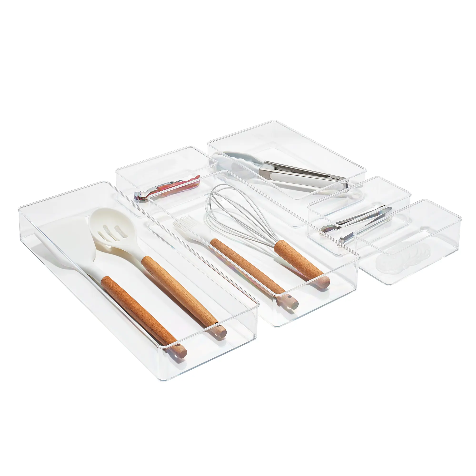 Sorbus Clear Drawer Organizer Set, 6-Piece for Kitchen, Pantry, and More - Multi-Purpose Bins and Boxes Household Vanity