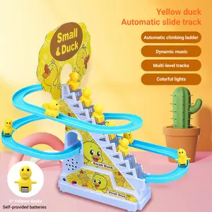 Duck Climbing Stairs Track Toy Set, Kids Home Entertainment, Party Performance Props, Automatic Upstairs Cycle Slide, Sound Light Interactive Toy