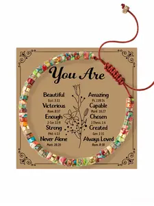 Colorful Woven Bracelet Adjustable Fit Handmade Imperial Stone Women's Bangle with Card, Vibrant Colors, Perfect Gift for Daily Wear or Holidays