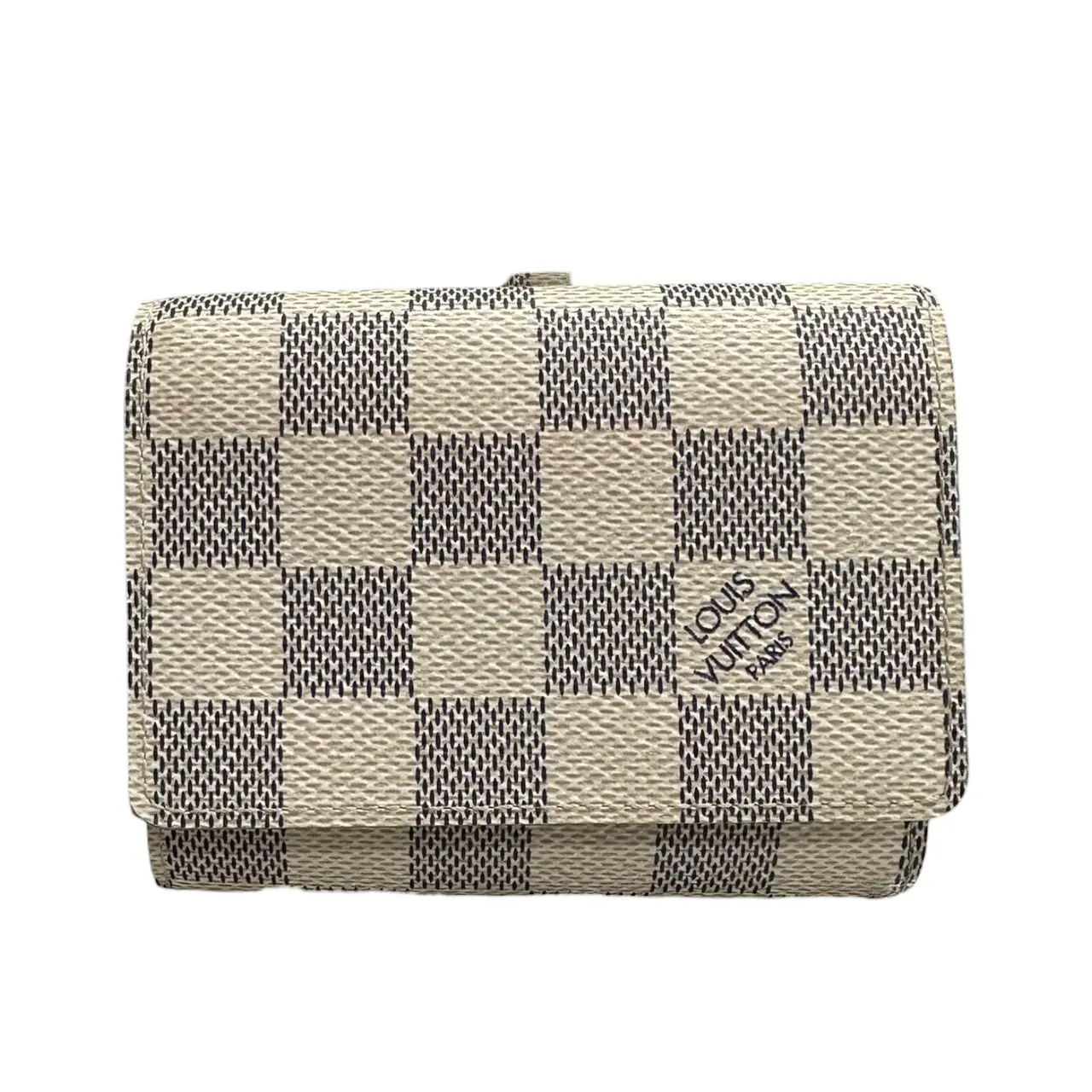 Pre-owned Louis Vuitton Canvas Small Leather Goods Enveloppe Cartes de Visite Damier Azur Card Case