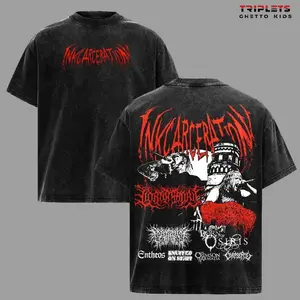 PeelingFlesh Incarceration Tour Vintage Washed T-Shirt, Deathcore Band Graphic Tee, Heavy Metal Streetwear Oversized Acid Wash Shirt, Unisex Rock Merch USA Style LV2