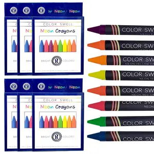 Color Swell Neon Crayons Bulk Packs - 6 Boxes of Fun Neon Crayons of Large Crayon Teacher Quality Durable Classroom Packs for Kids Students Home School , Excellent Gifts  for Birthday, Halloween, Christmas Gift.