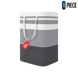 1 pc laundry Bag, Foldable Thin Fabric Laundry Hamper, Plastic like feel - coated with PEVA, Rectangular Laundry Sorter, Freestanding Toy Organizer
