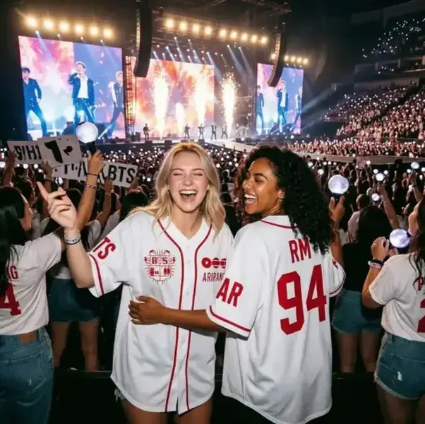 Arirang World Tour Baseball Jersey, K-Pop Concert Outfit, Oversized Button Up Jersey, Music Tour Streetwear Gift for Army