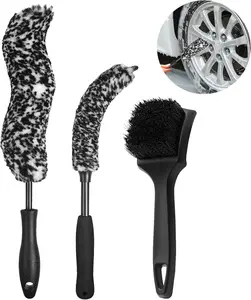 Bendable Wheel Brush Kits Soft Microfiber Wheel Cleaner Brush Synthetic Woolies No-Scratch Wheel Cleaning Brush  Detailing Rim Tire Brush