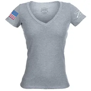 Women's Full Color Flag Basic - Dark Heather Grey V-Neck
