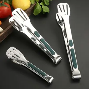 Stainless Steel Food Tongs, 3 Counts/set Durable Non-slip Salad Bread Serving Tongs, Outdoor Camping Barbecue Utensils