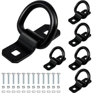 6PCS Heavy Duty 3/8" Trailer D Ring Tie Down Anchors for Trailer and Truck Bed,6000 Pound Breaking Strength (Black)