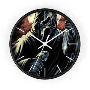 Masked Horror Icon Knife Wall Clock Terrifying Movie Villain Decor Battery Operated Creepy Clock Halloween Slasher Psychopath Thriller Clock