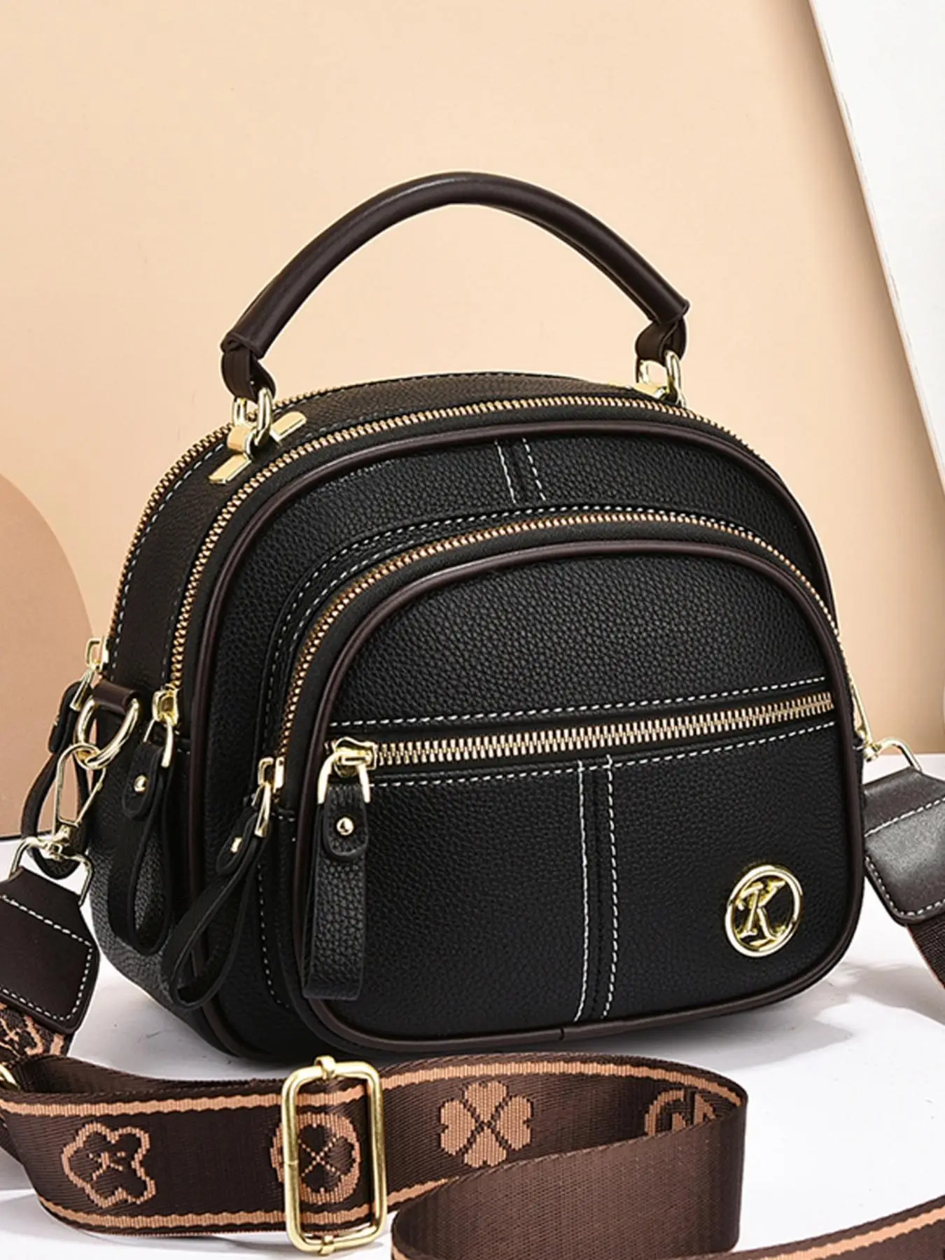 Women's Fashionable Classic Solid Color Handbag with Wide Strap, Casual Pu Leather Designer Crossbody Bag for Daily Used, Trendy Versatile High-qualit