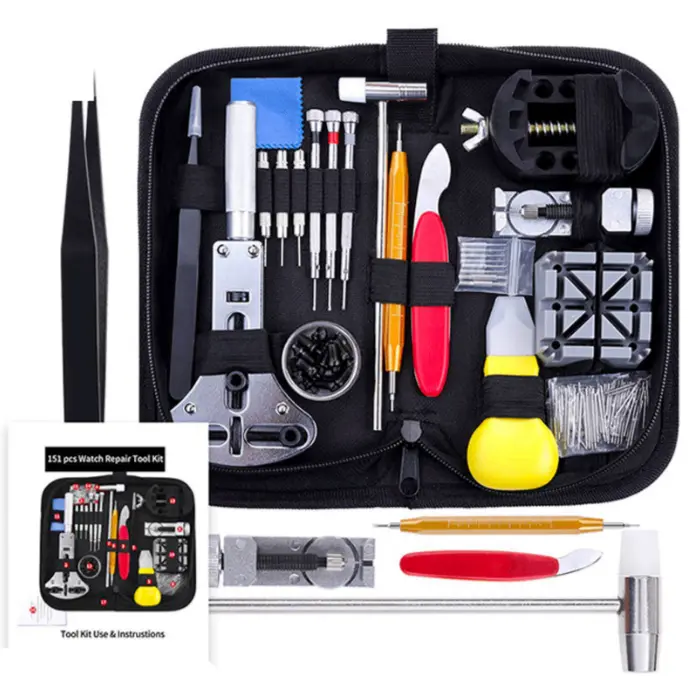 Watch Repair Kit, 151 PCS Professional Watch Battery Replacement Tool Kit, Watch Strap Bracelet Removal Tool with Carrying Case and Instructions