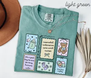 NICU Nurse Comfort Colors Shirt • Neonatal ICU Nurse Stamp Work Tshirt • Neonatal Intensive Care Unit Nurse Gifts • NICU Crew Coquette Group