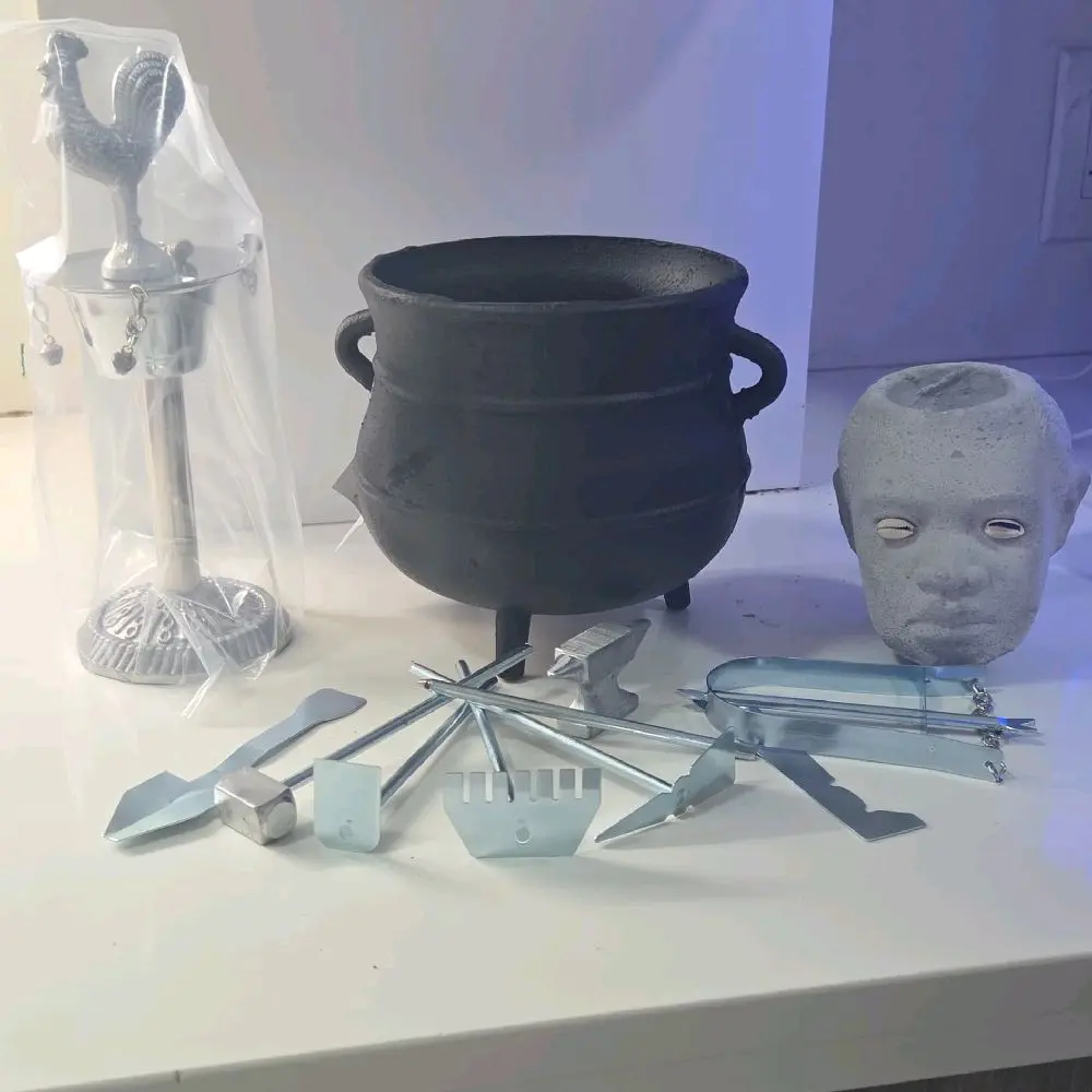 Set de Guerreros, caldero de oggun, osun, herramientas de oggun, santeria, ifa religion, mano de orul