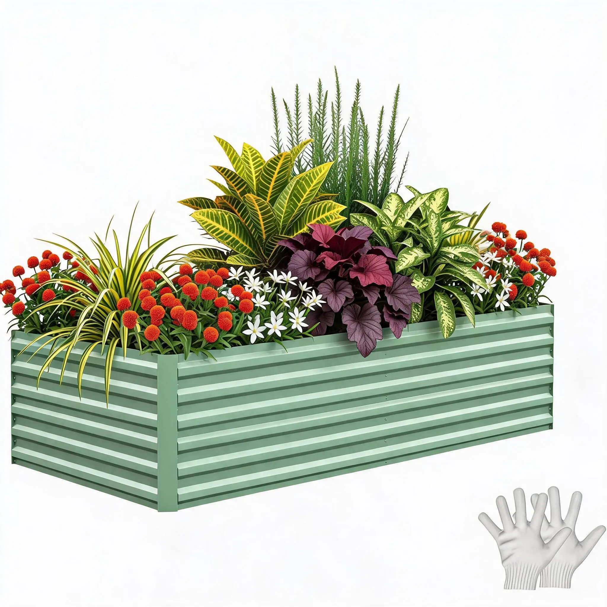 6ft × 3ft × 2ft / 8ft × 4ft × 2ft Garvee New Upgraded Heavy-Duty 0.5mm Galvanized Steel Raised Garden Bed Patio Home Decor Square Metal Planter Box Outdoor Vegetable Flower Growing Container 1Pc Ideal Christmas Xmas Birthday Gifts for Women Men Friends