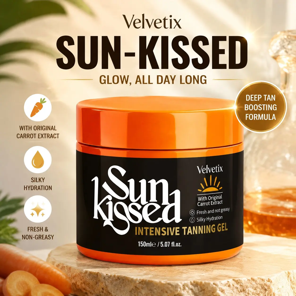 Velvetix Bronze Glow Tanning Gel | Lightweight Body Bronzing Gel for Smooth, Golden-Looking Skin | Hydrating Formula | 5.07 Oz#Summervibes