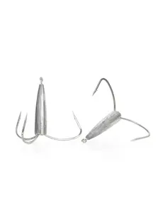 BLUEWING Weighted Treble Hooks 2pcs Snag Hooks High Carbon Steel Fishing Hook Bunker Snagging Hooks Saltwater Heavy Duty Treble Hooks