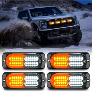 Nilight 4PCS 24LED Strobe lights 12V 24V Amber White Surface Mount Grille Safety Lights Sync Feature Side Flashing Marker Flash Lights for Car Truck Campers