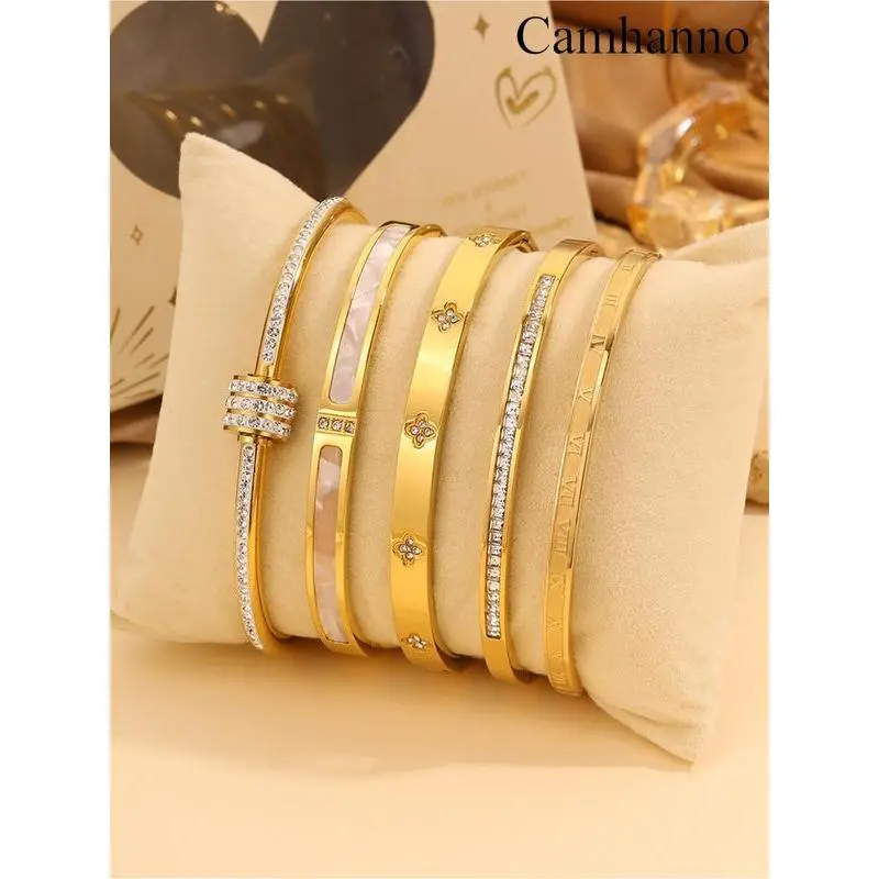 5-piece set of classic luxury 304 stainless steel bracelets paired with exquisite gift boxes, suitable for both men and women, perfect for daily use, vacation, and birthday gifts 5-piece set of classic luxury 304 stainless steel bracelets paired with exquisite gift boxes, suitable for both men and women, perfect for daily use, vacation, and birthday gifts