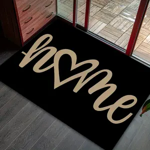 Modern Simple Style Door Mat, Heart Letter Print Welcome Rug, Non-Slip Flannel, Decorative Area Rug, Home Decor for Entryway, Living Room, Bedroom