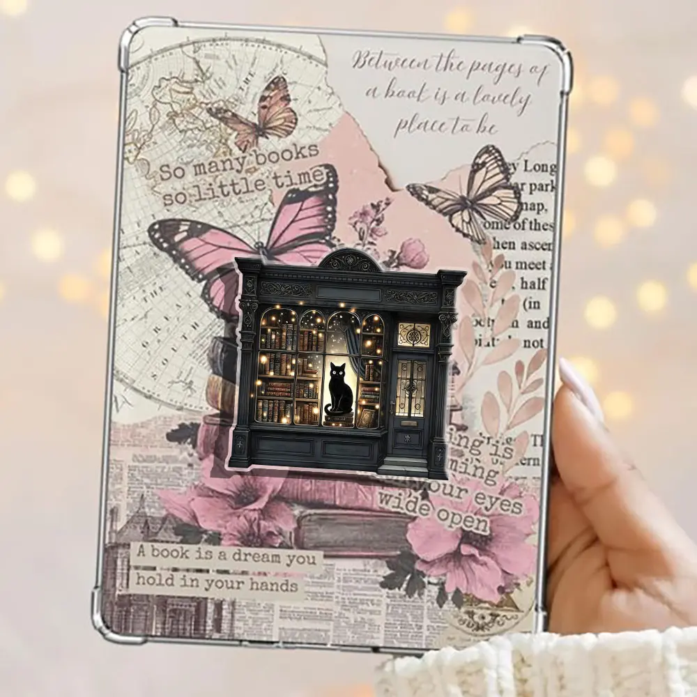 Black Book Store Spooky Cat BookStore BookShop Kindle Grip Books Bookish Magnetic Kindle Grip Book Lover Kindle Accessories Phone Holder PopSocket Phone Grip Magnetic Pop Socket Phone Grip