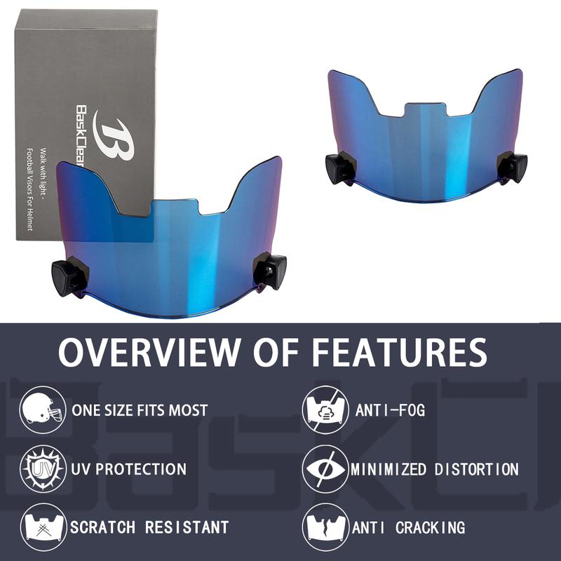 Football Visors for Helmet - Clear Football Visor- Football Helmet Visor Fits Adult & Youth Football Helmets - Anti-Fog, Scratch Resistant Clear Visor Football Face Shield