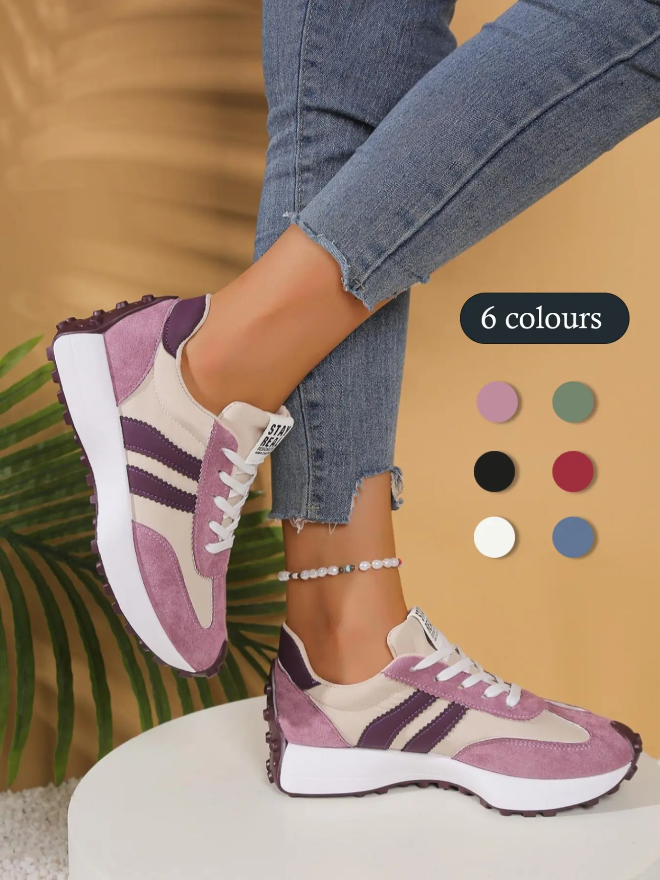 Women's Fashionable Lace Up Platform Sneakers, Casual Comfortable Sports Shoes for Daily Wear, Female All-match Round Toe Shoes for Daily Wear, Trendy Walking Sneakers, Stylish Sneaker, Fashionable Versatile Sneakers