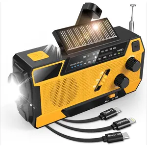GOITHCA Emergency Weather Radio 7400mWh Emergency Crank Radio 3 in 1 Charging Cable Hand Crank Solar Radio with NOAA/AM/FM Power Bank SOS Alert/Flashlight for Emergency Camping Storm Survival