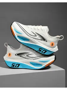 3-Color Lightweight Carbon Plate Racing Running Shoes, Sporty Running Shoes (39-44 Sizing) - Breathable Fabric Upper + Popcorn Shock-Absorbing Sole + Full Palm Carbon Plate, For Running & Daily Jogging, Rebound, Anti-Slip & Wear-Resistant