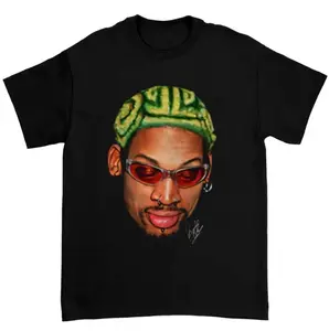 Dennis Rodman-n Zig-g Zag-g Green Hair Rodzilla Hollywood 90's Vintage Design T-Shirt