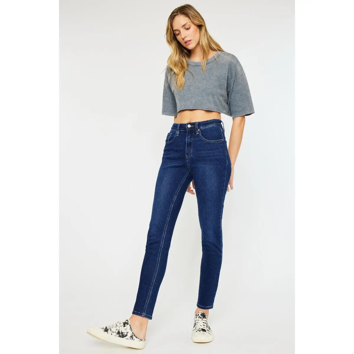 KanCan Dark High Rise Cigarette Fit Basic Jeans