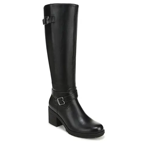 Dr. Scholl's Women's Classic Prairie Round Toe Stacked Heel Knee High Fashion Boot - Medium & Wide Width, Flexible, Lightweight, Zip-Up, Anti-Microbial, 15% Algae-Infused Bloom® Foam, Low Chem Faux, Recycled Liner Walking Footwear for Every Outfit