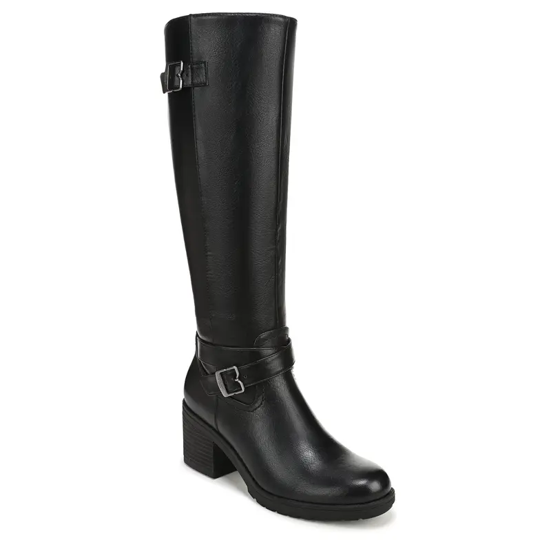 Dr. Scholl's Women's Classic Prairie Round Toe Stacked Heel Knee High Fashion Boot - Medium & Wide Width, Flexible, Lightweight, Zip-Up, Anti-Microbial, 15% Algae-Infused Bloom® Foam, Low Chem Faux, Recycled Liner Walking Footwear for Every Outfit