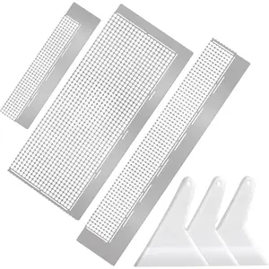 3 Pcs Stainless Steel Diamond Drawing Mesh Ruler -240/520/1020 Holes, with 3 Pcs Fixing Tools, DIY Craft Diamond Drawing Kit