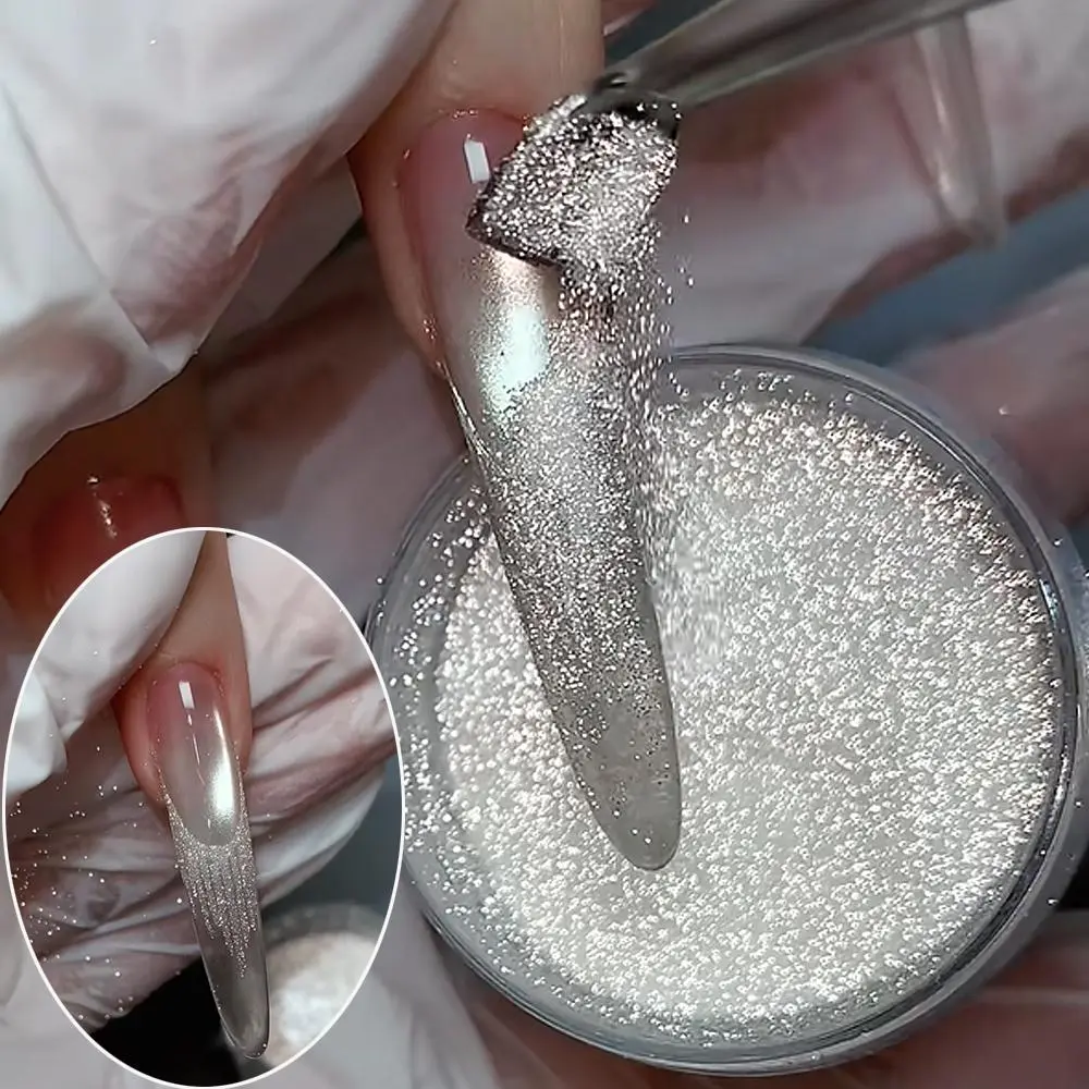 1Jar Luxury Shining Diamond Nail Powder 5g Grey Ultra Fine Glitter For Nail Art French Design Nail Pigment For Acrylic&Gel Nails