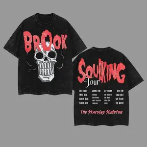 Brook SoulKing Tour Washed Oversized Tee – Double-Sided Print One Piece Shirt  Vintage Streetwear Unisex T-Shirt  Heavyweight Cotton Anime Manga Tee  Gift for Anime Fans vintage t-shirt casual menswear style to