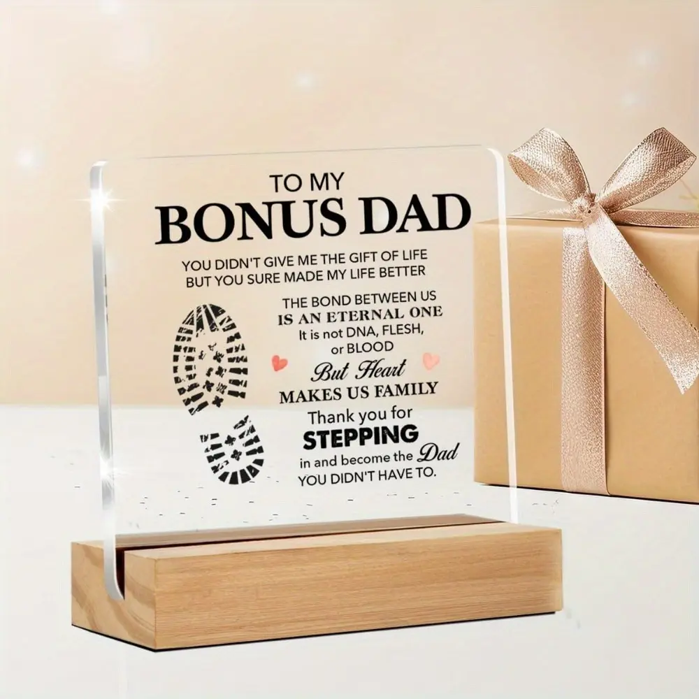 Acrylic Plaque Sign - Indoor Home Decor, Thoughtful Gift for Bonus Dad for Birthday, Father's Day