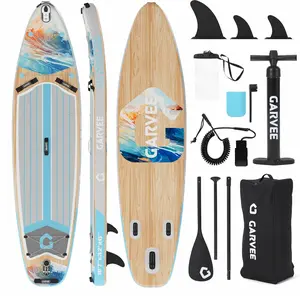 Garvee 11Ft Inflatable Paddle Board,Inflatable Stand Up Paddle Boards with Premium SUP Accessories,450LB High Weight Capacity Wide for Beginners, Large Paddle with Camera Mount