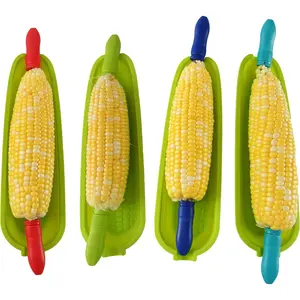 Corn Cob Holders with Dish, Cute Kitchen Gadgets, Fun BBQ Party Supplies Metal Traditional