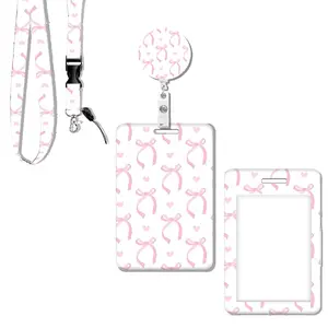 Sweet Heart Butterfly Badge Set, Nurse Badge Reel, Retractable Nurse ID Holder with Detachable Lanyard, Ideal for Healthcare Teachers Office Use