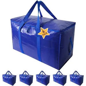 Moving Bags Heavy Duty Storage Tote for Space Saving, Traveling Organizer, with Zippers & Strong Carrying Handles Alternative to Moving Boxes, Packing Supplies (Set of 6)