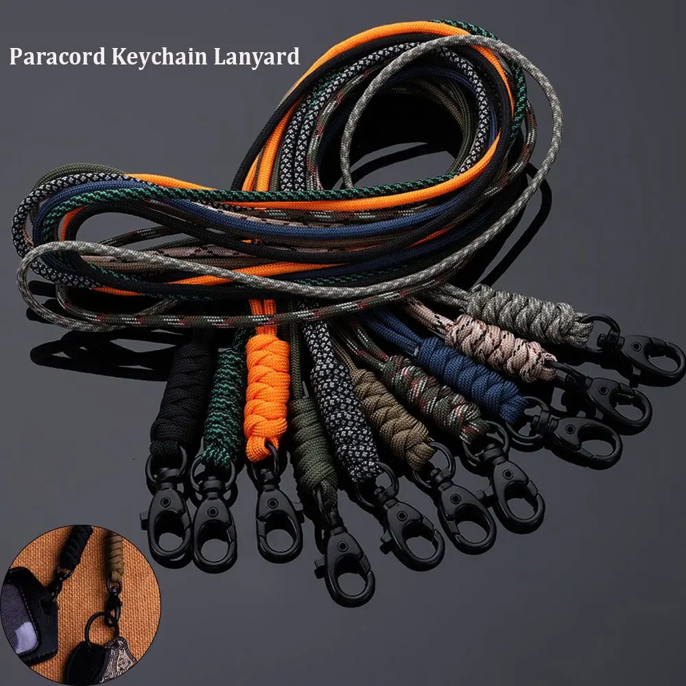 Emergency Survival Backpack High Strength Paracord Keychain Parachute Cord Lanyard Rotatable Buckle Key Ring