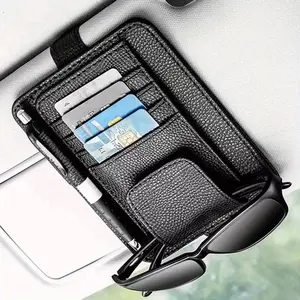 Fashion PU leather car visor organizer - card holder sunglasses holder