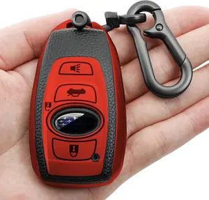 for Subaru Key fob Cover case with ,Texture Soft TPU Key case/,4-Buttons fit BRZ Legacy Outback Ascent Crosstrek Forester WRX Remote Key  Accessories(Red)