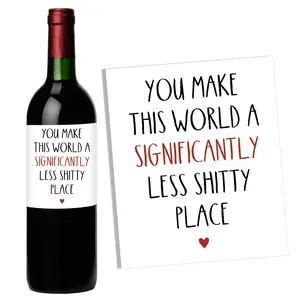 4 Pack Wine Bottle Stickers, Fun Alcohol Labels for Best Friends, Birthday Gifts for Bffs, Personalized Thank You Tags, Miss You Labels